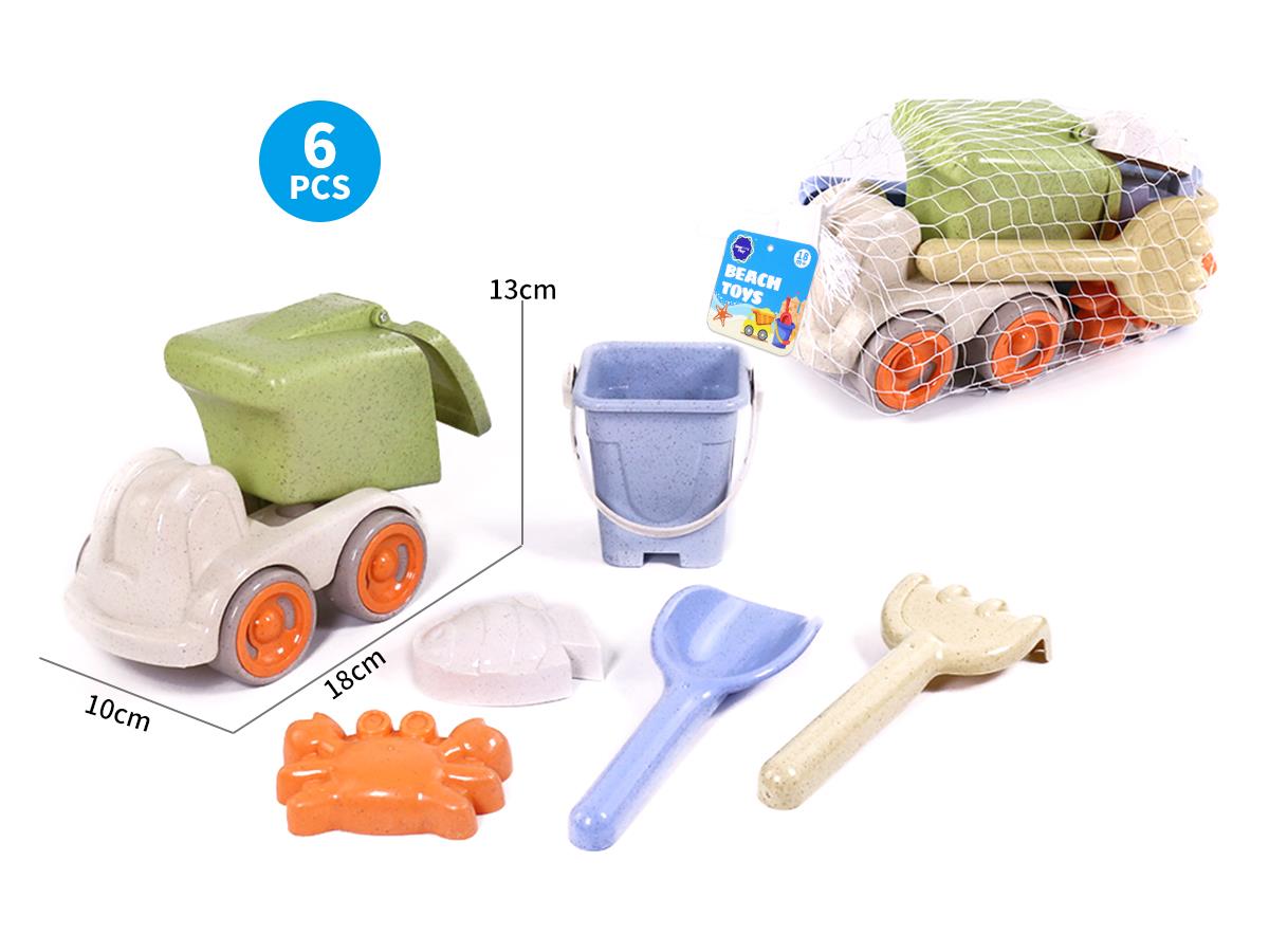 STRAW MATERIAL BEACH CAR SET 6PCS