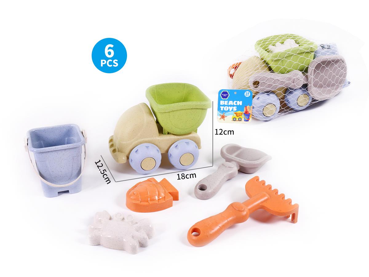 STRAW MATERIAL BEACH CAR SET 6PCS