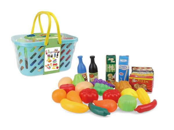 GOURMET PLAY FOOD SHOPPING BASKET ,29PCS