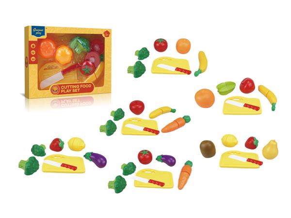 GOURMET PLAY CUTTING FOOD PLAY SET 6ASSTD MIX